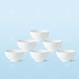 Bộ 6 chén ăn cơm sứ trắng Bát Tràng - LPBD01