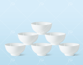 Bộ 6 chén ăn cơm sứ trắng Bát Tràng - LPBD01