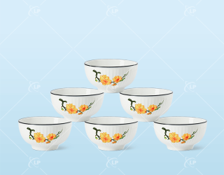 Bộ 6 chén sọc chỉ họa tiết hoa mai - LPBD05