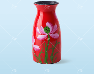 Lọ hoa vẽ sen sơn mài - LPLH15