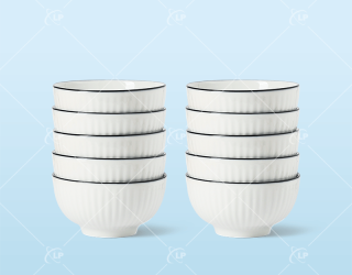 Set 10 bát cơm sọc kẻ chỉ thanh mảnh - LPBD22