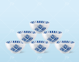 Set 6 bát cơm sọc hoa tinh tế - LPBD12