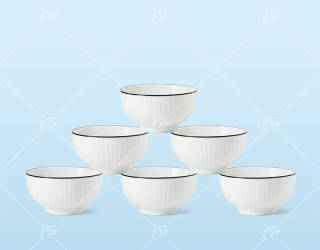 Set 6 bát cơm sọc kẻ chỉ tối giản - LPBD04