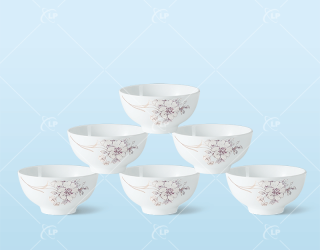Set 6 bát cơm vẽ hoa sơn trà - LPBD06