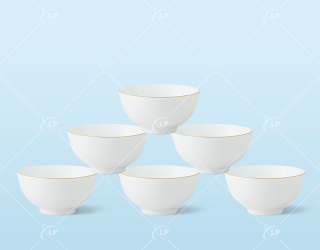 Set 6 bát cơm viền kẻ vàng kim - LPBD02