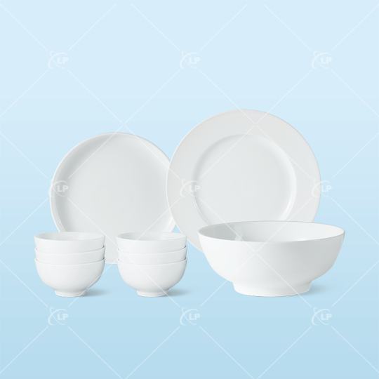 Bộ đồ ăn 9 món sứ trắng cao cấp - LPBD31