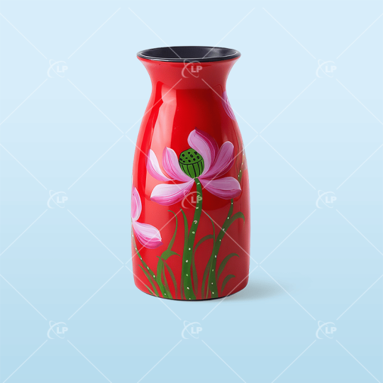Lọ hoa vẽ sen sơn mài - LPLH15