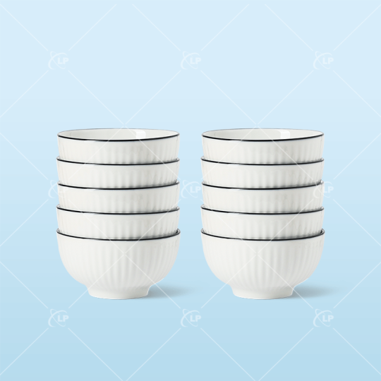 Set 10 bát cơm sọc kẻ chỉ thanh mảnh - LPBD22