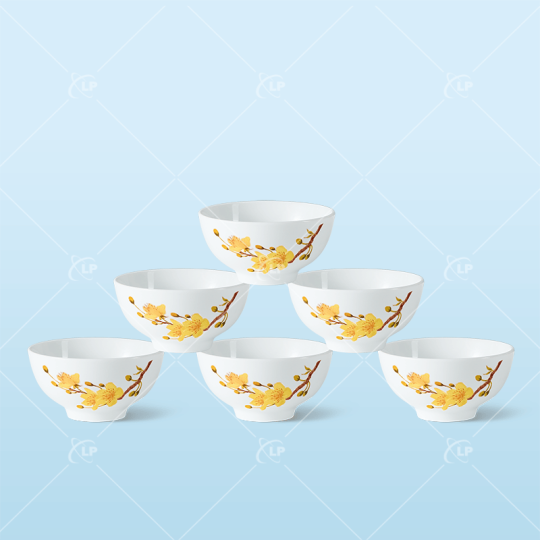 Set 6 bát ăn cơm hoa mai vàng phú quý - LPBD10