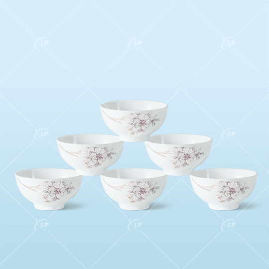 Set 6 bát cơm vẽ hoa sơn trà - LPBD06
