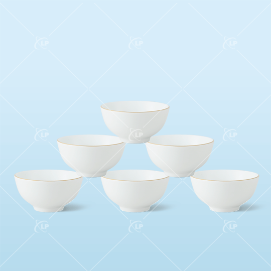 Set 6 bát cơm viền kẻ vàng kim - LPBD02