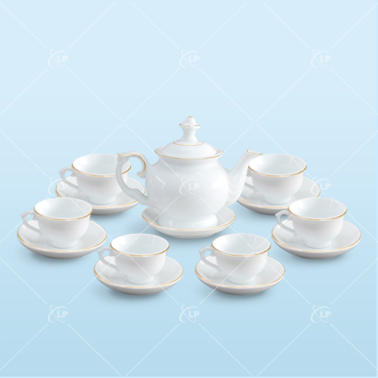 Set trà đài các kẻ chỉ vàng sang trọng - LPBTT08